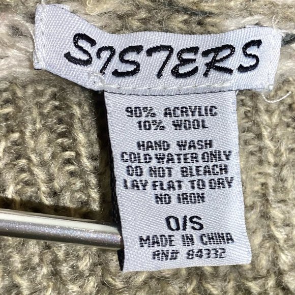 Sisters Cowl Neck Poncho Cable Knit Multi-Colored - Picture 7 of 8